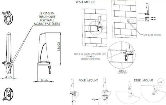 Poynting OMNI-280-2 Εξωτερική Κεραία 4G Πανκατευθυντική 4dBi με σύνδεση SMA