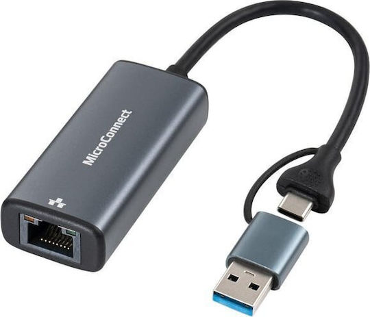 Microconnect MC-USBACNET2.5G Αντάπτορας Δικτύου USB-C με Ενσύρματη Σύνδεση Ethernet