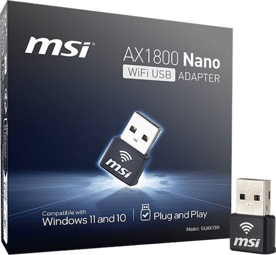 MSI Ax1800 Αντάπτορας Δικτύου USB με Ασύρματη Σύνδεση Wi-Fi 1775Mbps