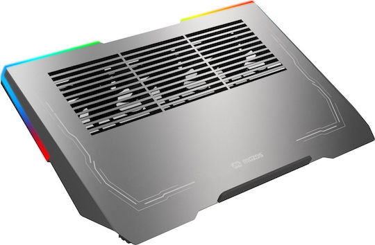 Mozos Mozos Cooling Pad für Laptop bis 17.3" mit 3 Lüftern und Beleuchtetem Silber LS6-RGB