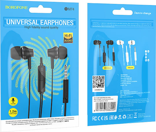Borofone BM74 In-Ear Freihändig Kopfhörer mit Stecker 3.5mm Schwarz