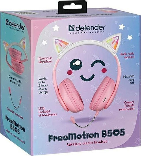Defender Ασύρματα Over Ear Multimedia Ακουστικά με μικρόφωνο και σύνδεση USB-C σε Ροζ χρώμα 63505