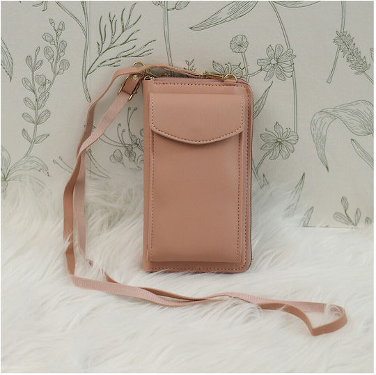 TelForceOne Crossbody Leather Wallet Book Case / Pouch Ροζ 46162