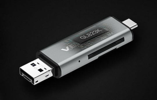 Vention Card Reader USB 2.0 Type-C για SD/microSD Γκρι