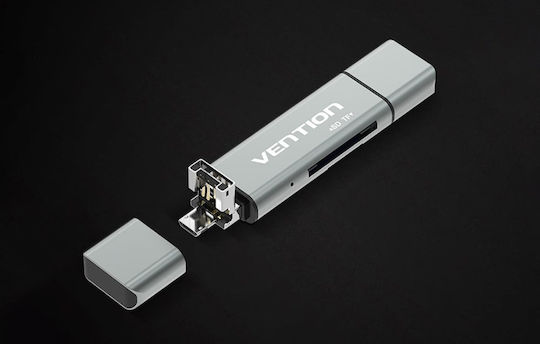 Vention Card Reader USB 2.0 Type-C για SD/microSD Γκρι