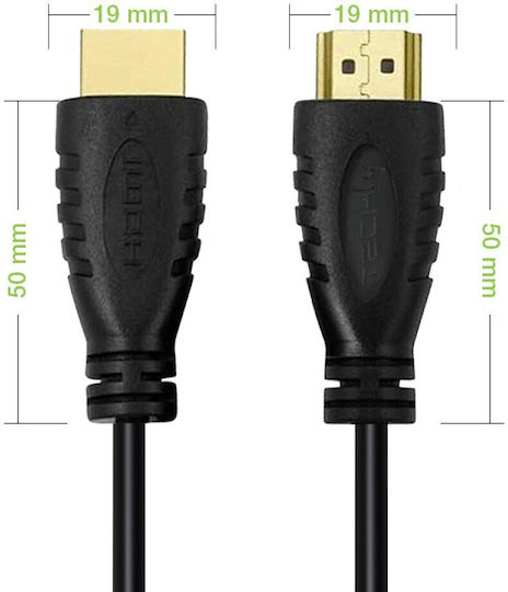 Techly HDMI 2.0 Premium High Speed 4K 60Hz HDR Cable HDMI male - HDMI male 9m Μαύρο