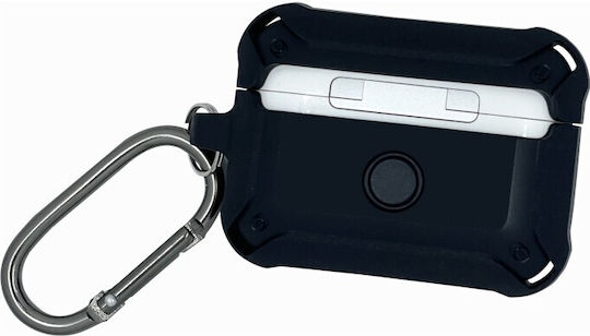 TelForceOne Nitro Case Silicone with Hook in Black color for Apple AirPods 1 / AirPods 2