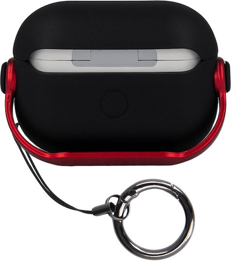 TelForceOne Headset Θήκη Σιλικόνης με Γάντζο σε Κόκκινο χρώμα για Apple AirPods 1 / AirPods 2