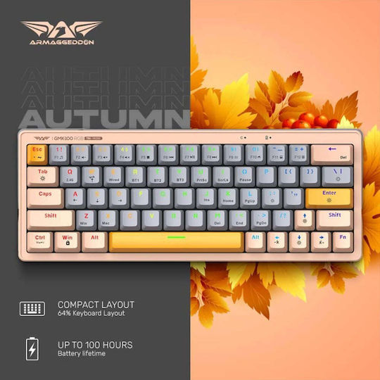 Armaggeddon GMK-100 Wireless Gaming Mechanical Keyboard 60% with Custom Linear switches and RGB lighting (English US) Autumn