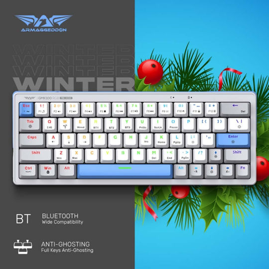 Armaggeddon GMK-100 Wireless Gaming Mechanical Keyboard 60% with Custom Linear switches and RGB lighting (English US) Winter