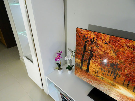 Living Room TV Unit with Showcase White L270xW40xH194cm