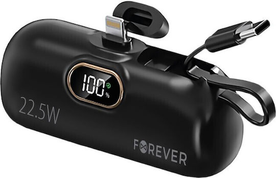 Forever MTB-100 Lightning Power Bank 5000mAh 22.5W Μαύρο