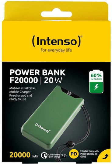 Intenso F20000 Power Bank 20000mAh Cu Port USB-A Și Port USB-C Power Delivery / Încărcare Rapidă Verde