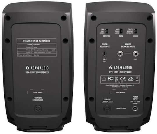 Adam D3V Studio Monitor Speakers 3.5" 240W (Pair) Black