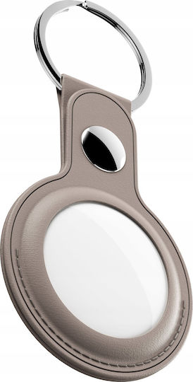 KeyBudz Leather Keyring Θήκη Μπρελόκ Δερμάτινη για AirTag Sandy Beige