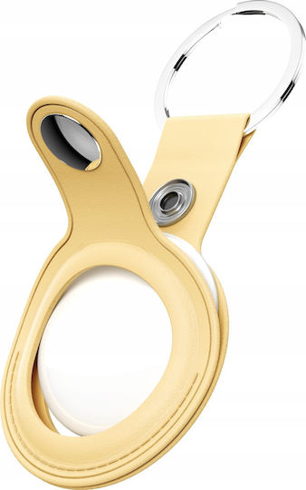 KeyBudz Keyring Θήκη Μπρελόκ Δερμάτινη για AirTag σε Κίτρινο χρώμα