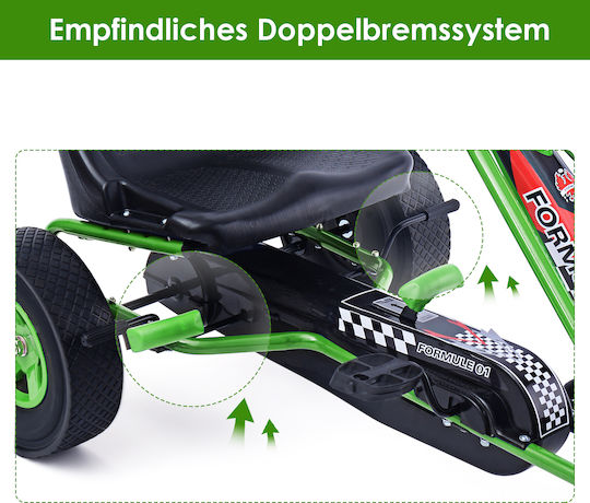 Kids Foot-to-Floor Car One-Seater with Pedal Green