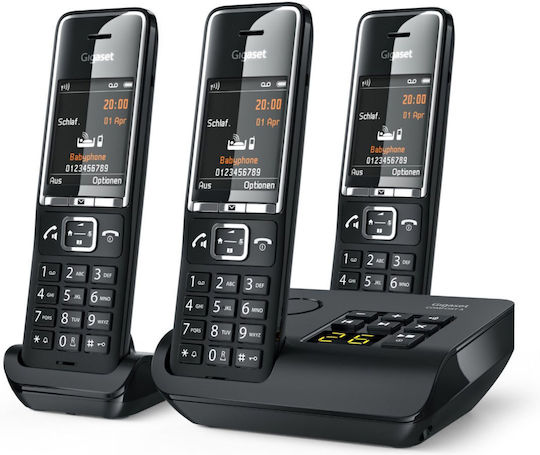Gigaset Comfort 550A Ασύρματο Τηλέφωνο Trio με Ελληνικό Μενού Μαύρο