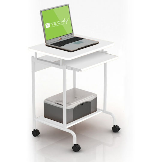 Techly Compact Βάση Δαπέδου Οθόνης έως 27" με Ροδάκια Λευκή