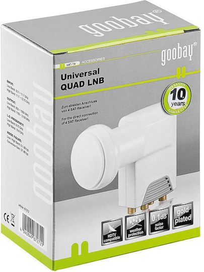 Goobay LNB Quad (4 Ausgängen) mit Geräuscharmer Verstärker 0.1dB