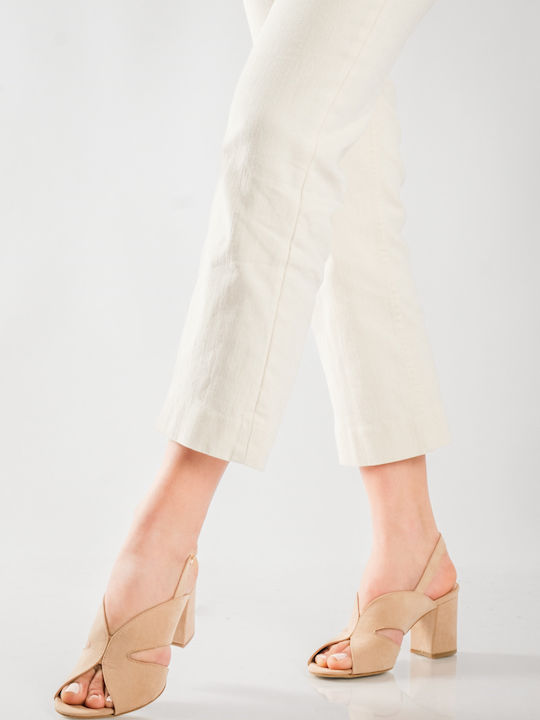 Sandale din piele întoarsă, design simetric, culoare nude