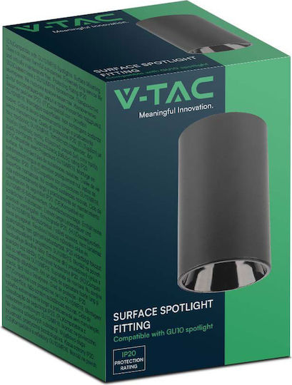 V-TAC Μονό Σποτ με Ντουί GU10 σε Μαύρο Χρώμα