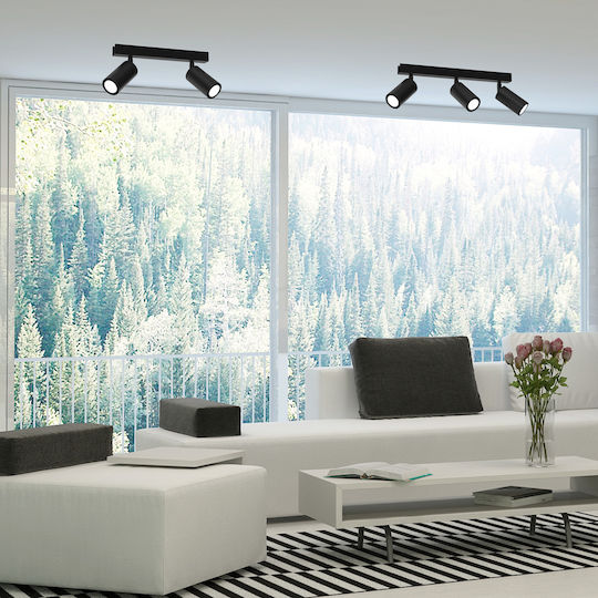 Eko Light Hudson Τριπλό Σποτ με Ντουί GU10 σε Μαύρο Χρώμα