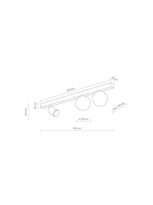 TK Lighting Μονό Σποτ με Ντουί GU10 σε Μαύρο Χρώμα