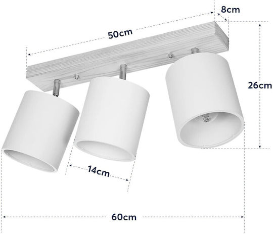 GloboStar Dreifach Spot mit Fassung E27 in Beige Farbe