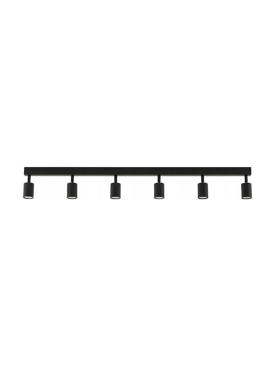 TK Lighting Spot with 10 Lights and with Socket GU10 in Black Color