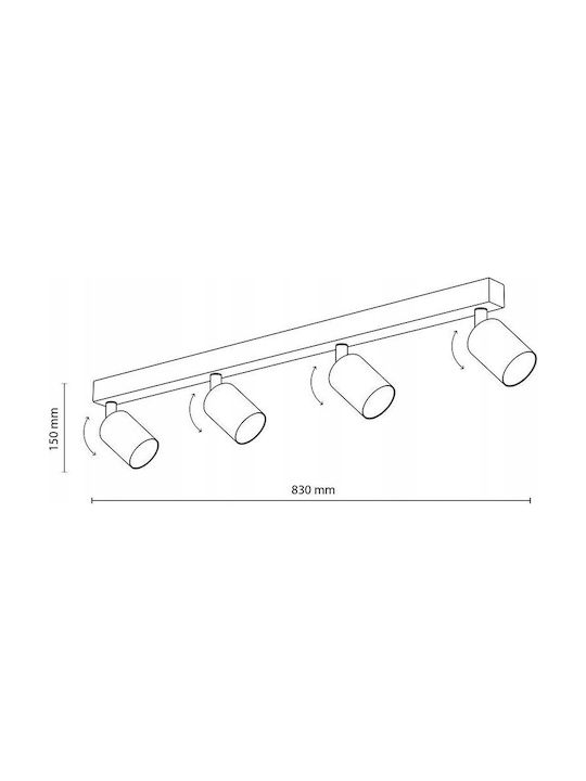 TK Lighting Spot with 4 Lights and with Socket GU10 in White Color