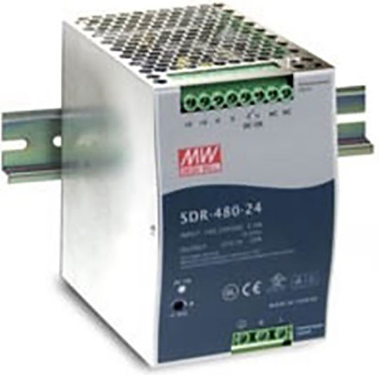 Mean Well Τροφοδοτικό Ράγας SDR480-24 με Έξοδο 24V και Ισχύ 480W 20A