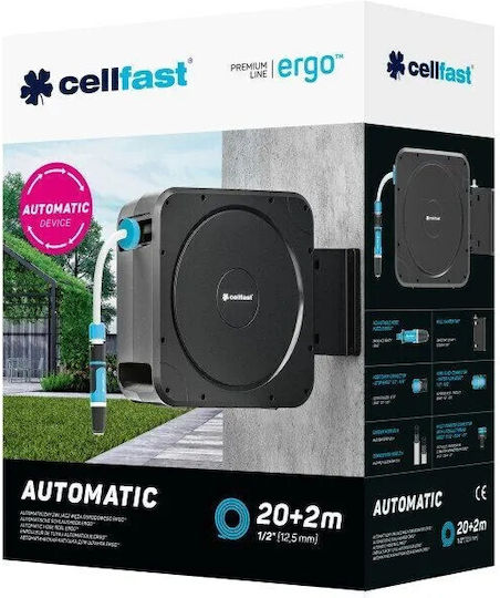 Cellfast Αυτόματη Ανέμη Ποτίσματος Τοίχου με Λάστιχο 20m
