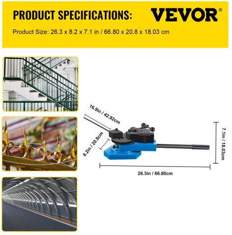 Dispozitiv de Îndoire și Spirale Vevor Max 5/8” 30x8 mm Curele Plate Țevi