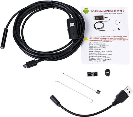 Endoscope Camera 640x480 pixels for Mobile with 5m Cable