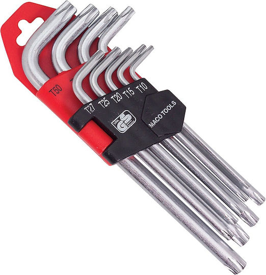 Maco Σετ 9 Κλειδιά Torx σε Σχήμα L 10-50mm
