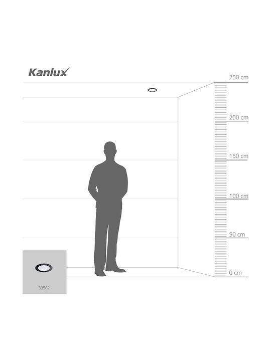Kanlux Στρογγυλό Μεταλλικό Χωνευτό Σποτ με Ενσωματωμένο LED και Θερμό Λευκό Φως Μαύρο 1τμχ