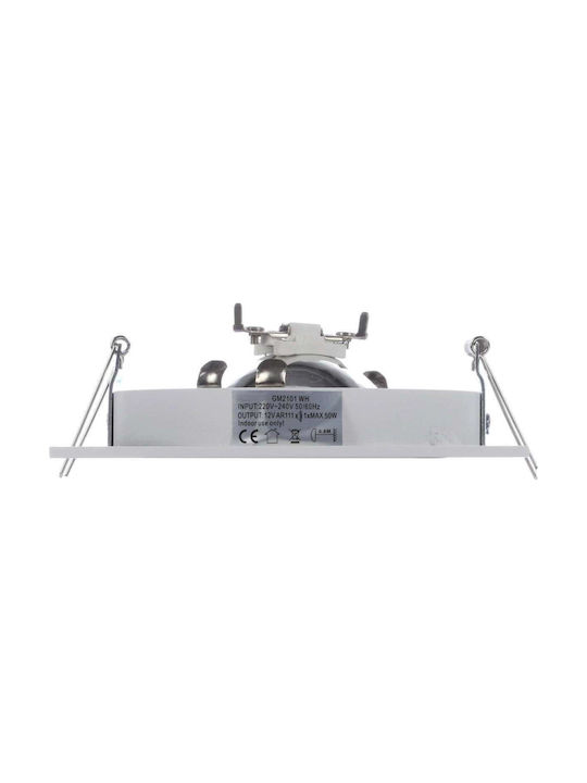 Torino Net Metallisch Einbau Spot mit Fassung GU10 Weiß 14.5x14.5cm. 1Stück