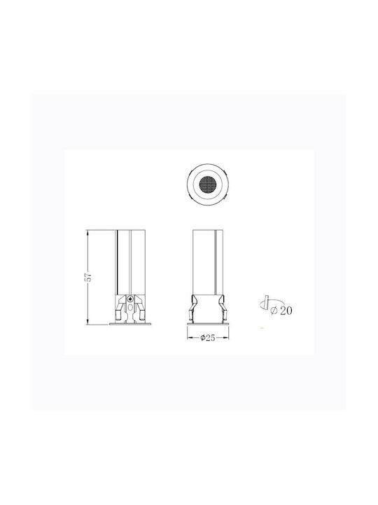 Sun Light Μεταλλικό Χωνευτό Σποτ με Ενσωματωμένο LED και Φυσικό Λευκό Φως Γκρι 2.5x2.5εκ. 1τμχ