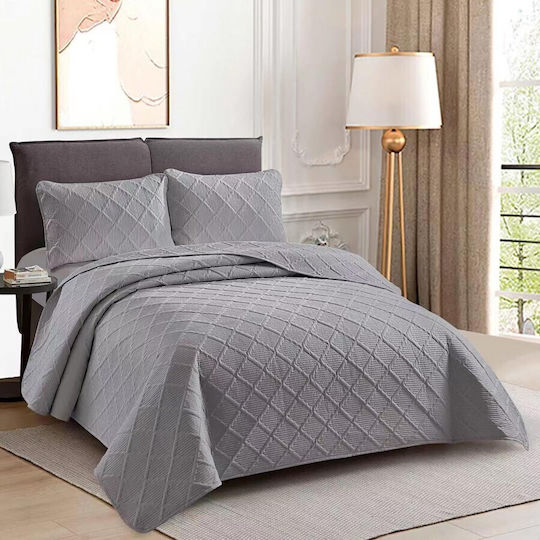Pucioasa Κουβερλί Σετ Υπέρδιπλο Gray 230x250cm 3τμχ