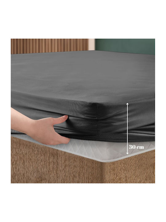 First Choice Sheet Set with 2 Pillowcases Double with Elastic 140x200cm. Anthracite 3pcs