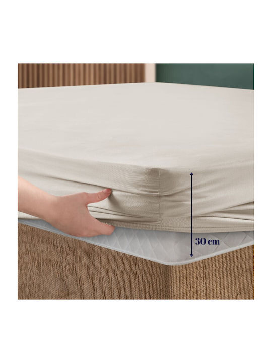 First Choice Set Cearșaf cu 2 Fețe de pernă Super dublu cu Elastic 160x200cm. Beige (moon Bean) 3buc