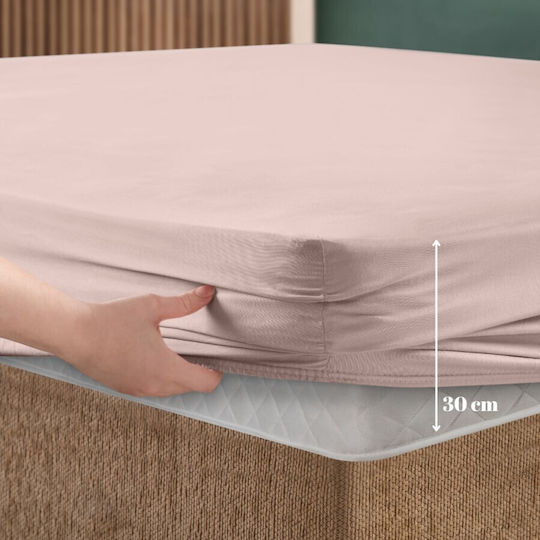 First Choice Σετ Διπλό 3τμχ 140x200εκ. με Λάστιχο Powder Pink