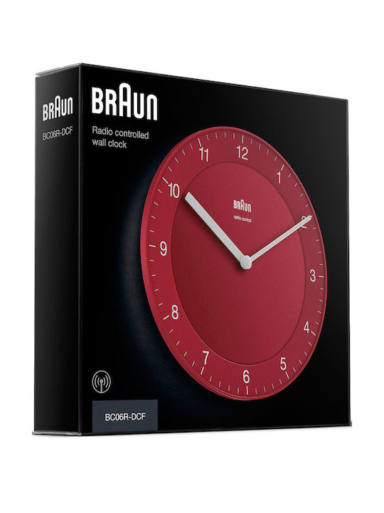 Braun Bc06r-dcf Ρολόι Τοίχου Κόκκινο Ø20cm
