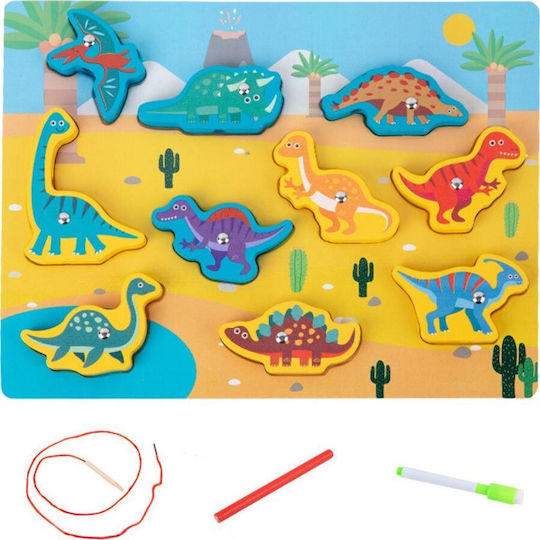 Ξύλινο Παιδικό Puzzle Σφηνώματα Δεινόσαυροι 10pcs Lean Toys