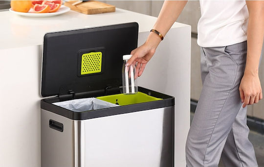 Eko Waste Bin Waste made of Stainless Steel with Pedal Gray 24lt 1pcs