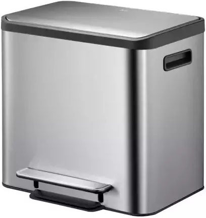 Eko Recycling Waste Bin from Inox Steel with Pedal Silver 24lt