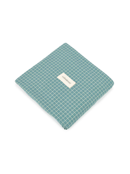 Nobodinoz Stoffabdeckung für Wickelunterlage Stories aus Teal Cream Grid Stoff 50x70cm