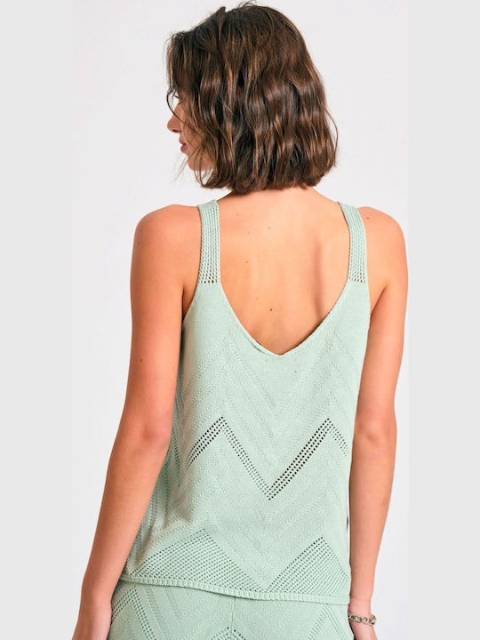 Women's Sleeveless Sweater Cotton Sage Green