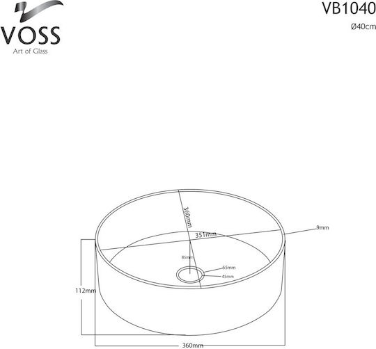 Voss Επικαθήμενος Νιπτήρας Πορσελάνης 40x40x12cm Διάφανο Voss Επικαθήμενος Νιπτήρας Πορσελάνης 40x40x12cm Διάφανο
